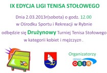 IX EDYCJA LIGI TENISA STOŁOWEGO