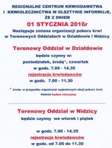 Uwaga Krwiodawcy! Ważna informacja!