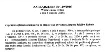 Konkurs na stanowisko Dyrektora Zespołu Szkół w Rybnie