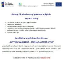 Weź udział w projekcie 'AKTYWNE WŁĄCZENIE – SZANSĄ NA LEPSZE JUTRO'