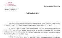 Ogłoszenie o uchwaleniu Strategii Rozwoju