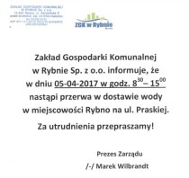 Przerwa w dostawie wody