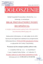 Brak przydatności wody do spożycia