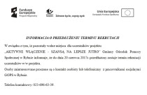 Informacja o przedłużeniu terminu rekrutacji
