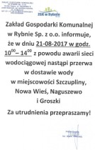 Ogłoszenie ZGK w Rybnie