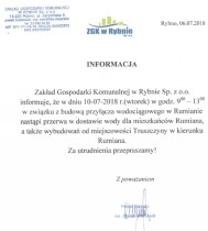 Rumian: będzie przerwa w dostawie wody
