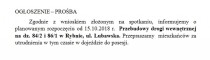 OGŁOSZENIE – PROŚBA