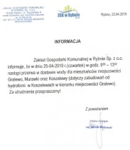 Koszelewy: przerwa w dostawie wody