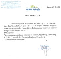 Rybno: Przerwa w dostawie wody