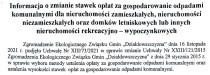 Informacja o zmianie stawek za odbiór odpadów komunalnych