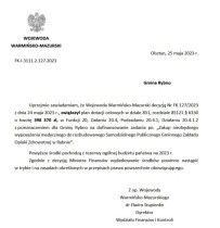 Gmina Rybno otrzymała wsparcie finansowe od Wojewody Warmińsko-Mazurskiego