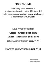 Bezpłatny dowóz autobusowy do lokali wyborczych