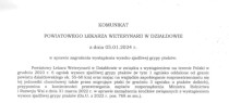 Komunikat Powiatowego Lekarza Weterynarii