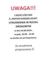 Utrudnienia w ruchu drogowym - 30.08.2025r.