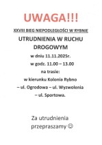 XXVIII Bieg Niepodległości w Rybnie – utrudnienia w ruchu drogowym